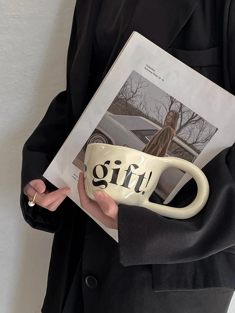 

350ml Large Capacity Ceramic Mug Hand Pinched Big Ears Home High Value Water Cup Milk Coffee Cup Couple Pair Gift Cup