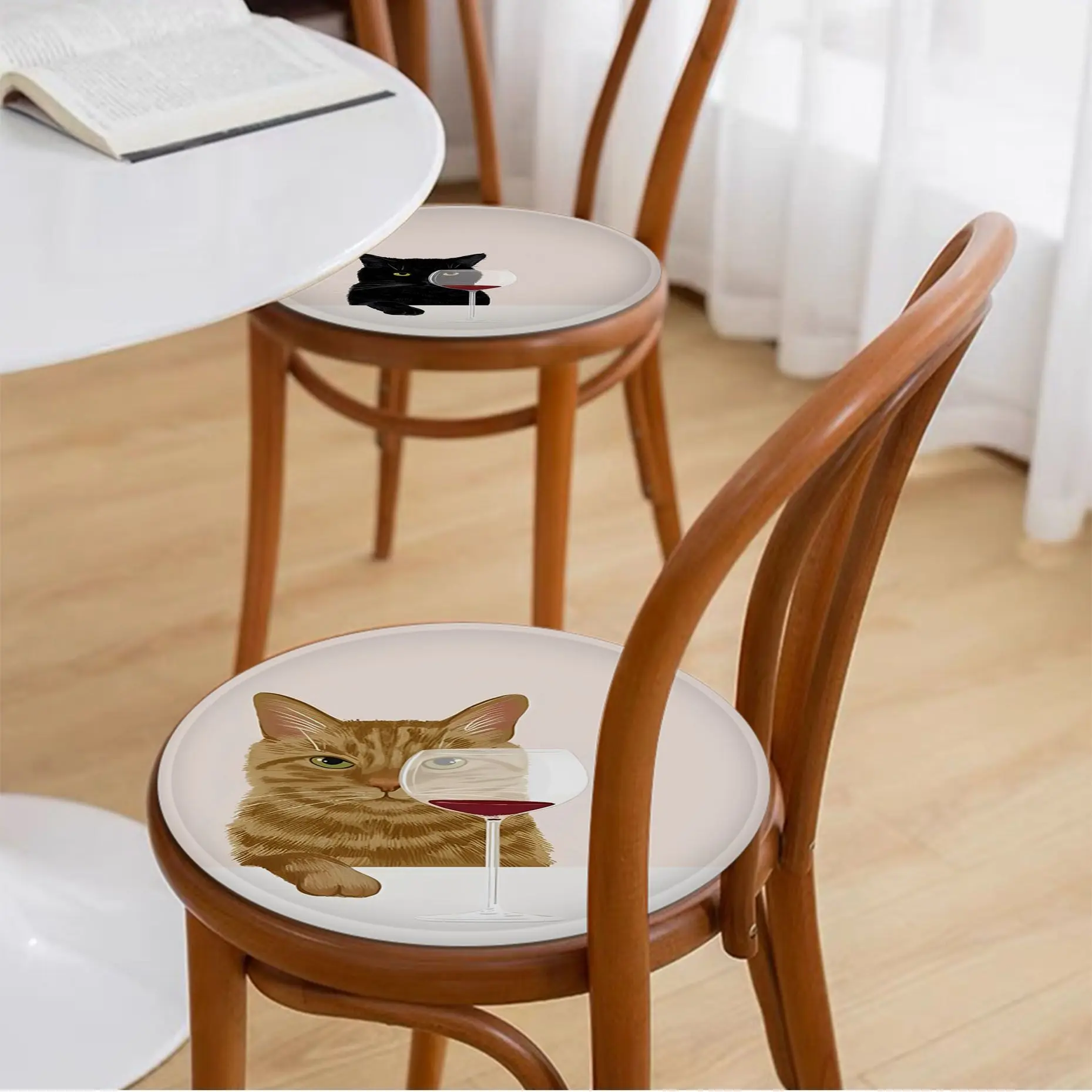 

Cartoon cat Nordic Printing Dining Chair Cushion Circular Decoration Seat For Office Desk Sofa Decor Tatami