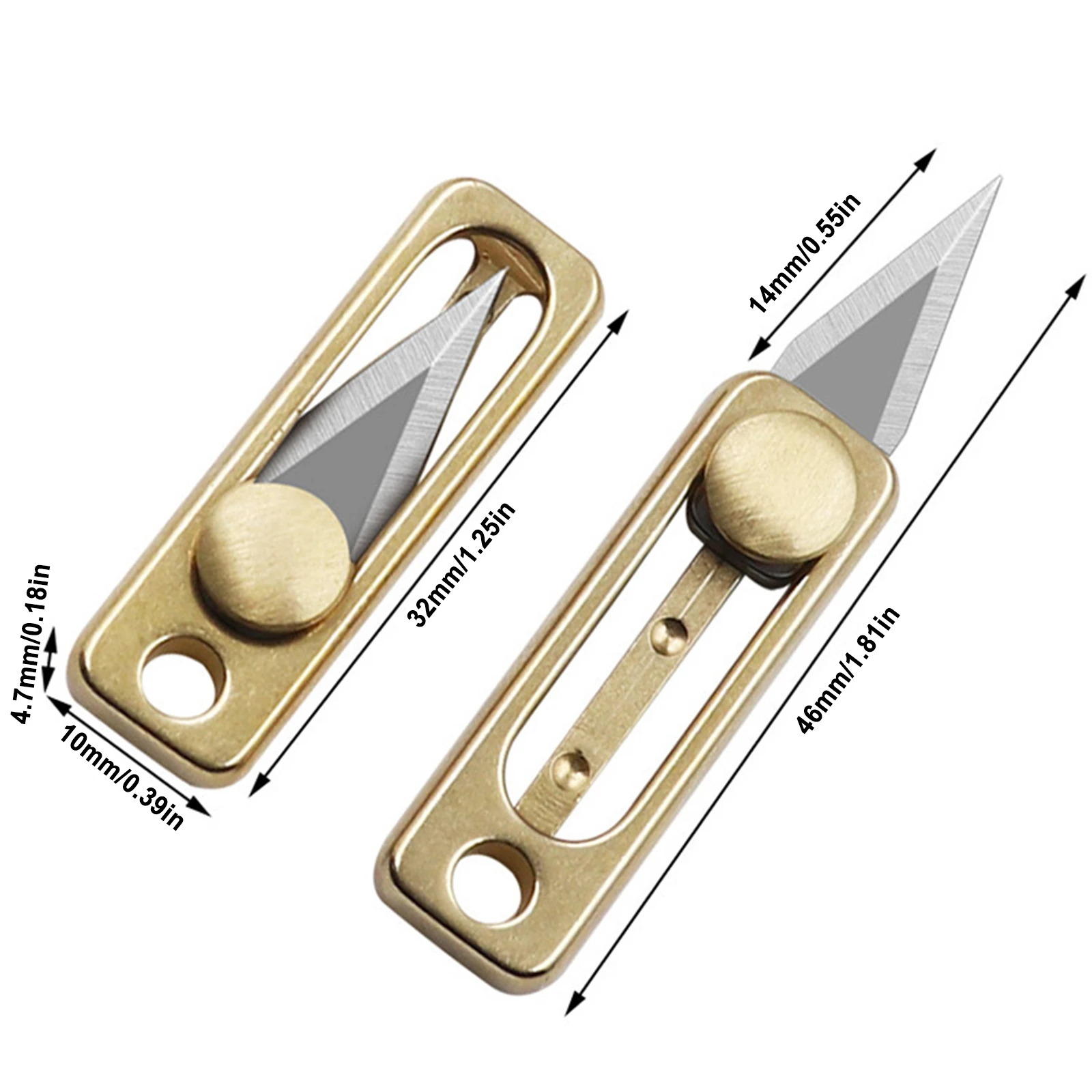 Mini Pocket Knife Multifunctional Paper Cutting Knife Pendant Keychain Brass Art Knife Keychain Pendant Portable Knife Key Ring
