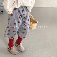 1-6Y Kids Trousers Flower Print Capri Pants for Children Girls Summer Kids Girls Clothes Children Pants