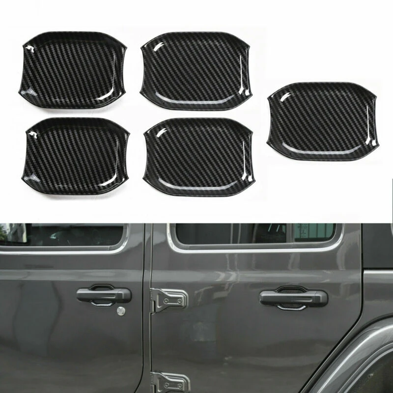 Per Jeep Wrangler Jl 2018 2019 2020 In Fibra Di Carbonio Copertura Della Maniglia Della Portiera Dell'Auto Ciotola Protezione Da Incasso Trim Catch Ca
