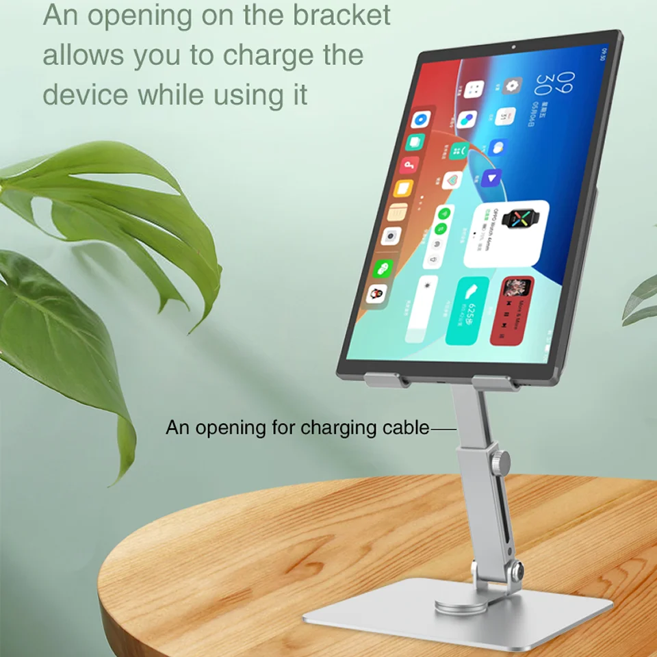 Outmix-alumínio Phone Tablet Stand Desktop Mount Riser Rotação de 360 ° Altura Ajustável Suporte Dobrável Suporte para Iphone Ipad - Imagem 6