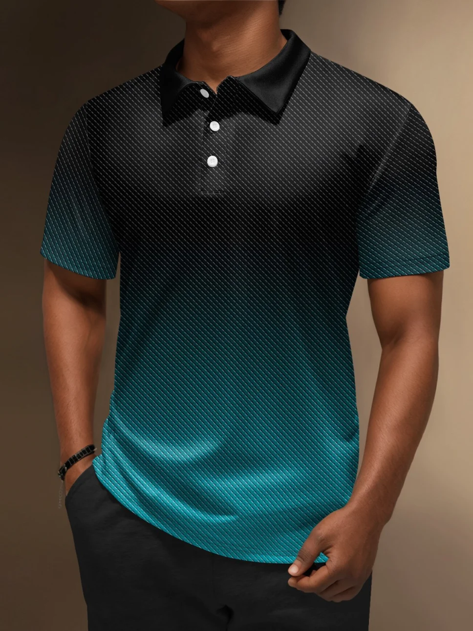 2025 men's t-shirt fashion casual home polo shirt 3d print stripe gradient print men's street lapel button polo short sleeve 8 Seefedcf52d68446bada35d3076057a99D