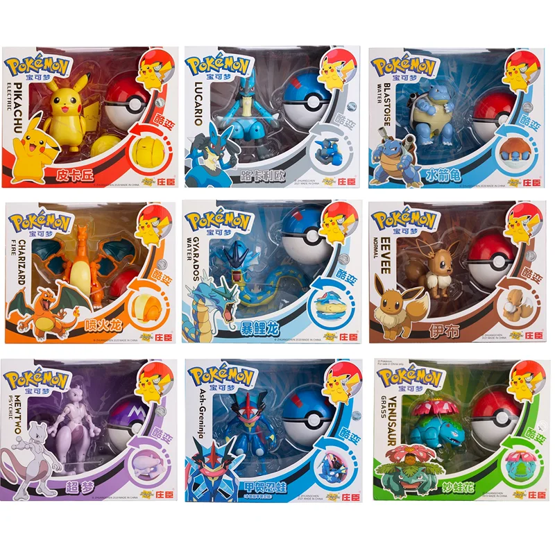 thumbnail image 2 of Acerca de la figura de anime Pokémon Charizard Pikachu Gyarados Pocket Monster figura Pokeball acción deformación juguete modelo regalo para niños, 2 of 5