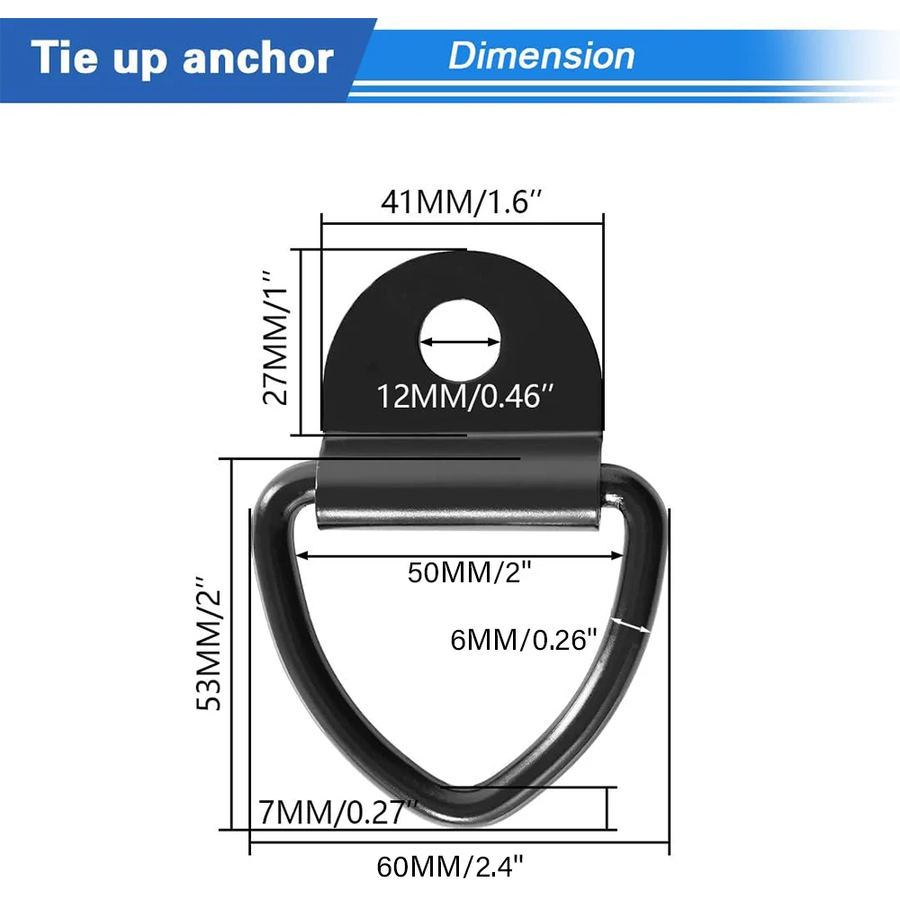 1–8 Stück D-Ringe, Spanstanker, Ring, Zughaken, Edelstahl-Zurrring, Last passend für Auto, Boot, Fracht, Anhänger, Fahrzeuge, Wohnmobil, Van – Detail 1