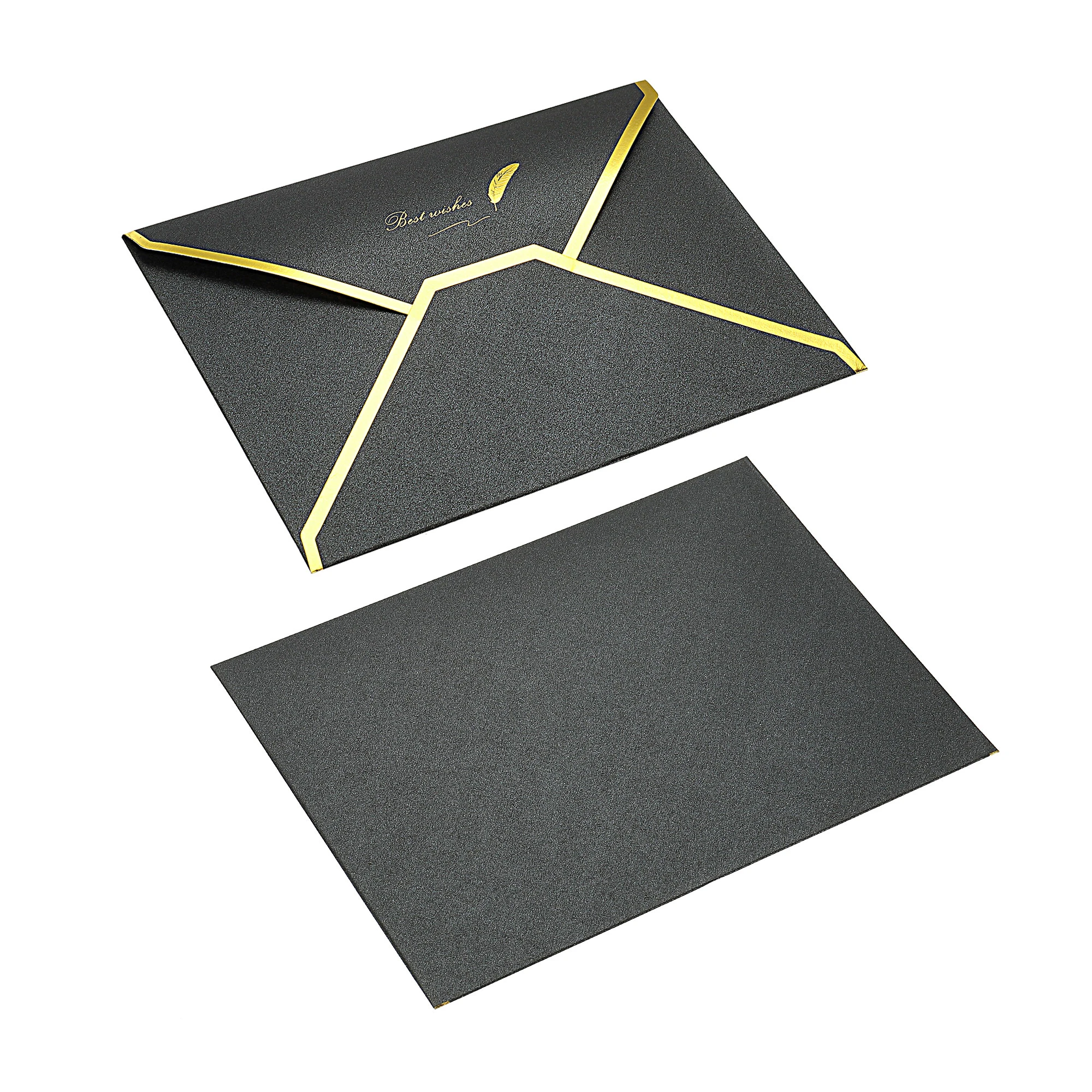 Mailing Envelopes 20Pcs V Flap Envelopes 7 x 5" Pearl-coated Paper Luxury Style Gold Border Greeting Card Envelope for Wedding Party Invitation