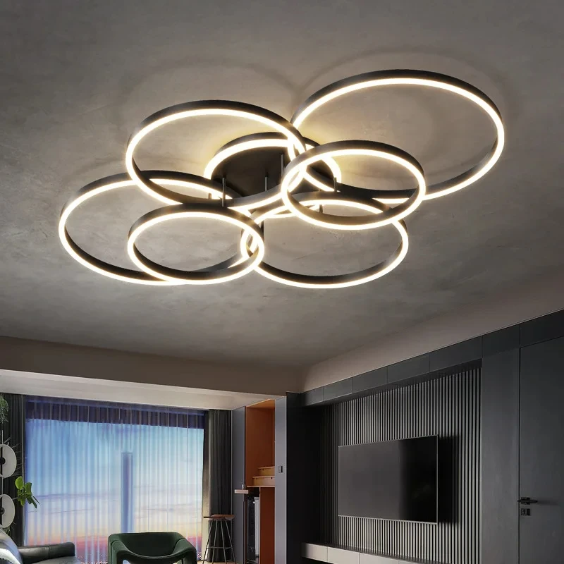 Modern LED Chandelier Lighting Indoor For Living Study Bedroom Lamps Round Rings Foyer Lustre Luminaire led chandelier,ceiling chandelier