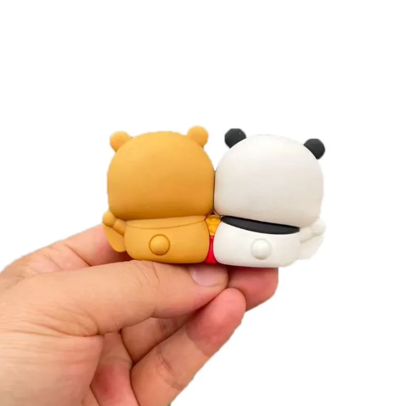 귀여운 부부와 두두 장식품 행운을 빌어요 부자가 되세요 장식품 이에르 판다 베어 펜던트 홈 데코 피규어 백팩 가방 액세서리
