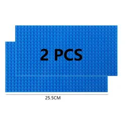 Set of 2 Classic Building Baseplates - Large Plastic Construction Block Bases (2PCS 16X32 Blue)