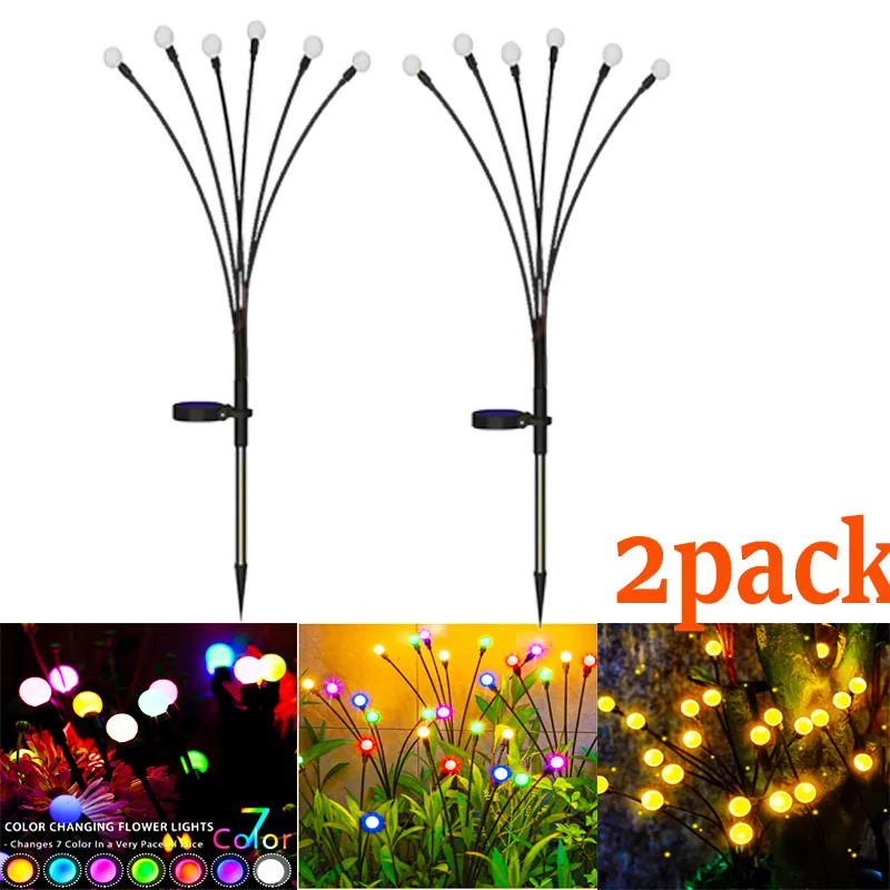 12-Pack Outdoor Waterproof Starburst LED Solar Lights for Garden and Pathway Décor