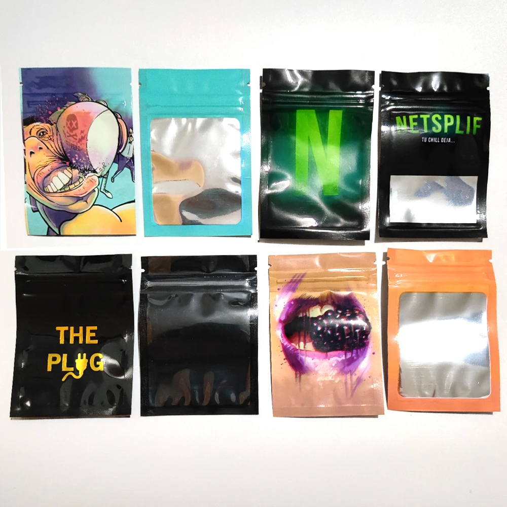 200 pcs Foil Plastic Bags Baggie Pouch Waterproof Jewelry Coffee Bean Candy 7x10M Portable Ziplock Storage Bag Various Patterns