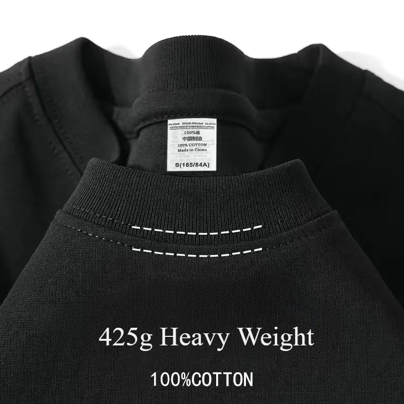 Heavy Wight 425 grams Men T Shirt Cotton Half Sleeve Brathable High Qaulity Round Neck Basic Tops Men Summer T-Shirt - Image 7