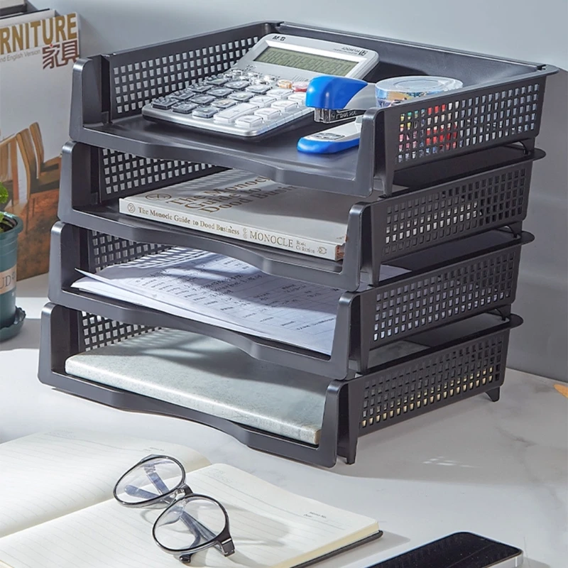 Stackable Letter Tray Space Saving File Document Tray Vertical Horizontal File Basic Rectangular Desk Organizers 896C