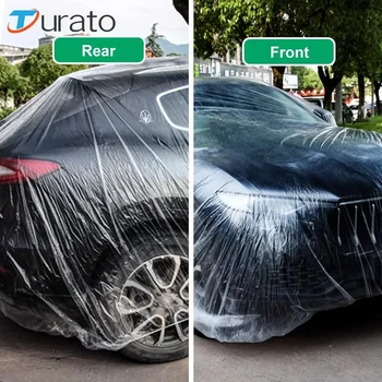 Disposable Car Cover Transparent Rain and Dust Cover All Season Universal Plastic Thick Car Cover Protection