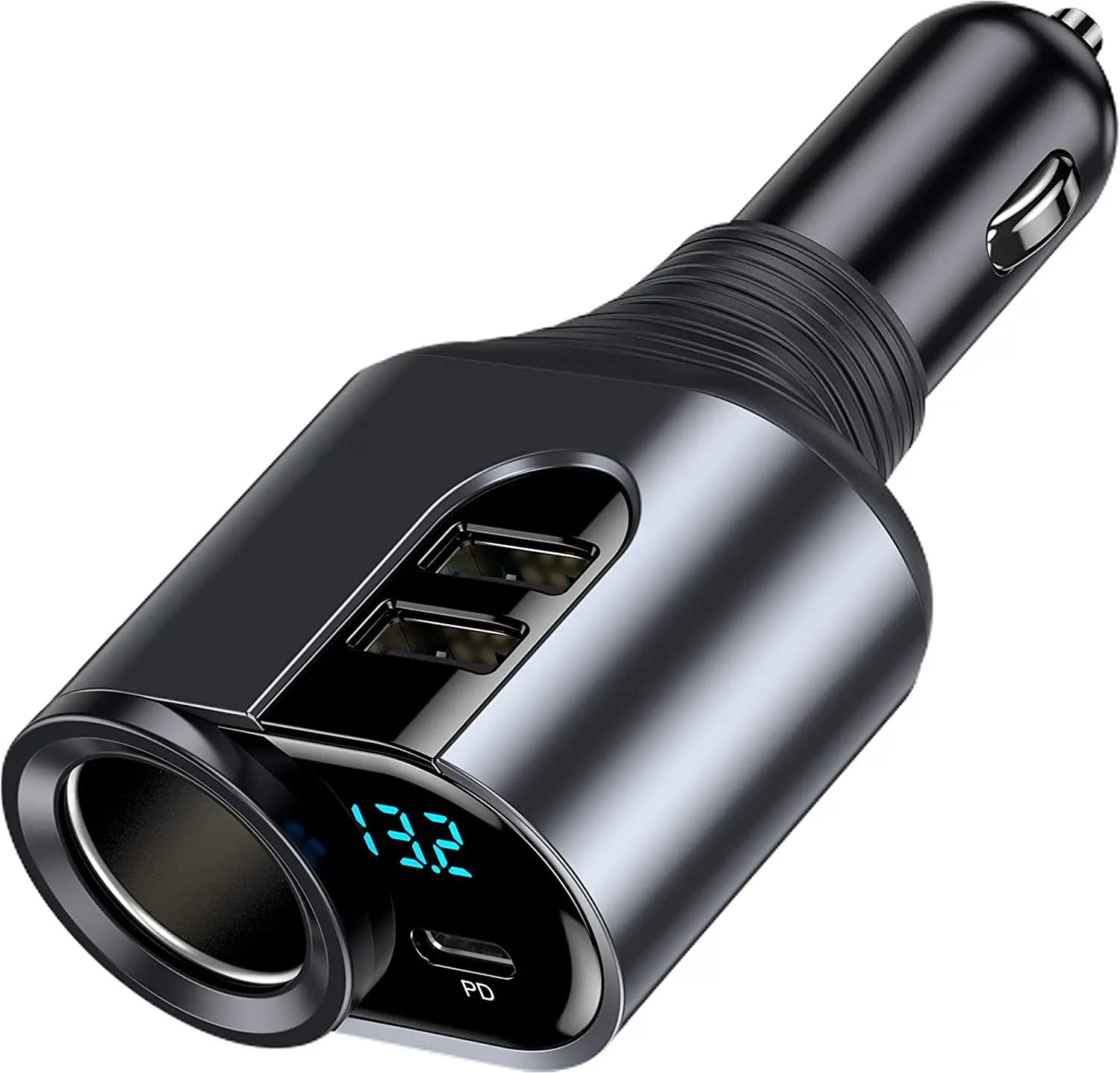 New Car Charger Lighter Adapter 4 in 1 Car Cigarette Splitter Type C Dual USB Po
