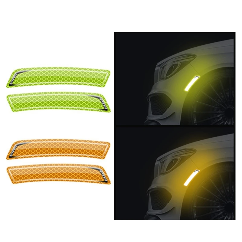 2pcs Wheel Reflective Tpe Decal Sticker Warning Safety Reflector Strips Sticker Strips Universal Fit Car Truck Motorbike