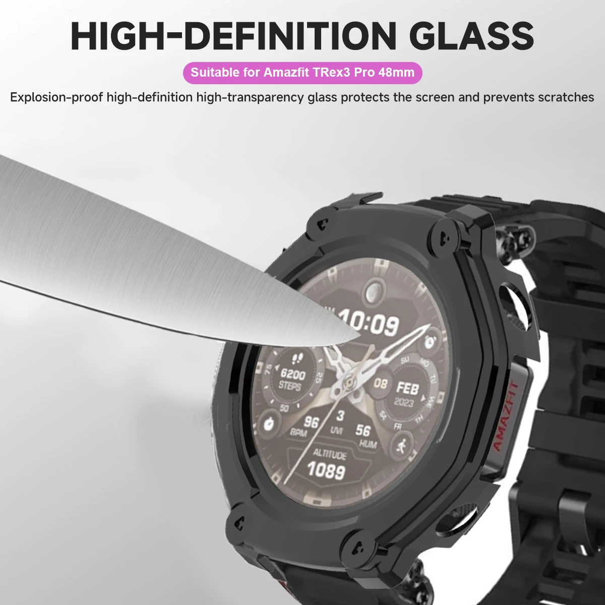 Enhanced Protective Glass and Silicone Case for Smartwatch – Anti-Scratch Screen Protector and Durable Cover
