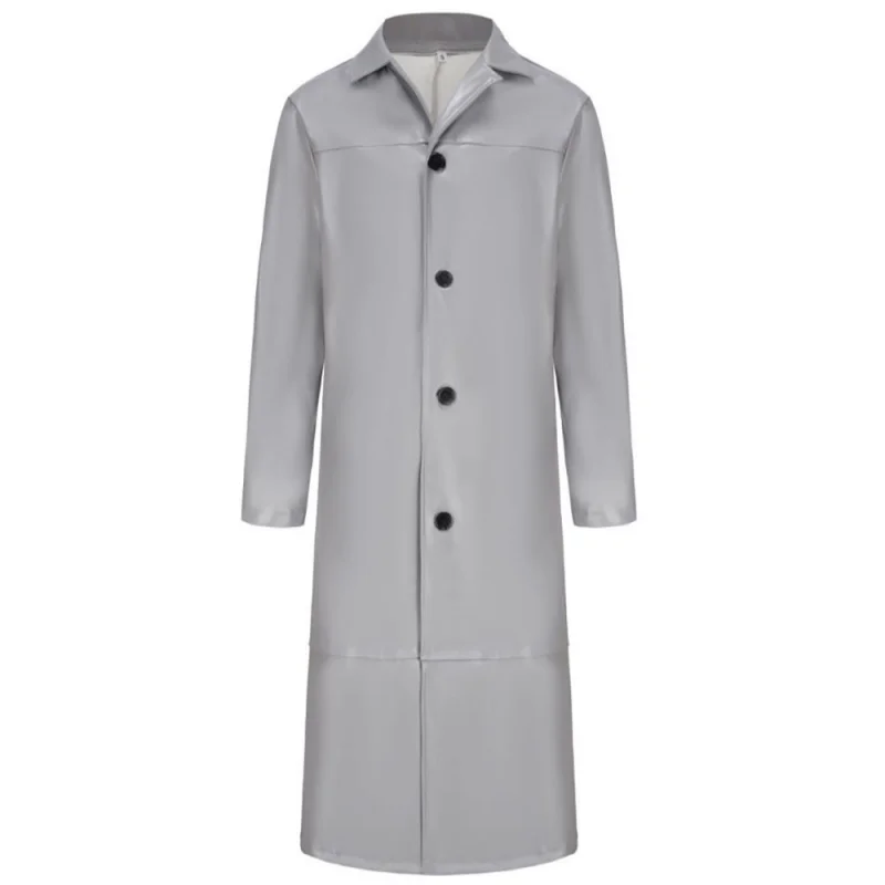 Trench Coat Men's Extended Trench Coat Men's Fashion Extended PU Leather Slim Fit Fashion Leather Coat