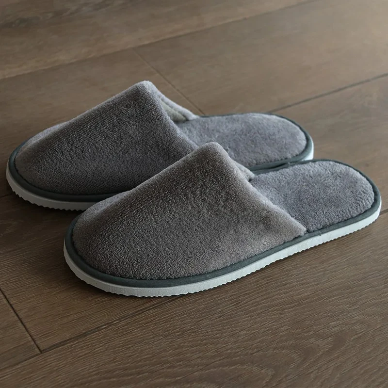 

1Pair Men Disposable Slippers Hotel Travel Slipper Soild Color Flip Flop Non-slip Wedding Shoes Women Guest Slippers