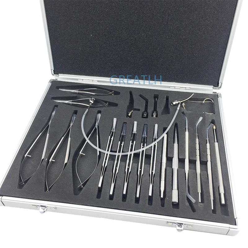 21PCS Titanium Alloy/Stainless steel Eye Ophthalmic Set Instrument Eye Micro Tweezers Scissors Needle Holder Set Surgical Tools ophthalmic tool surgical instruments