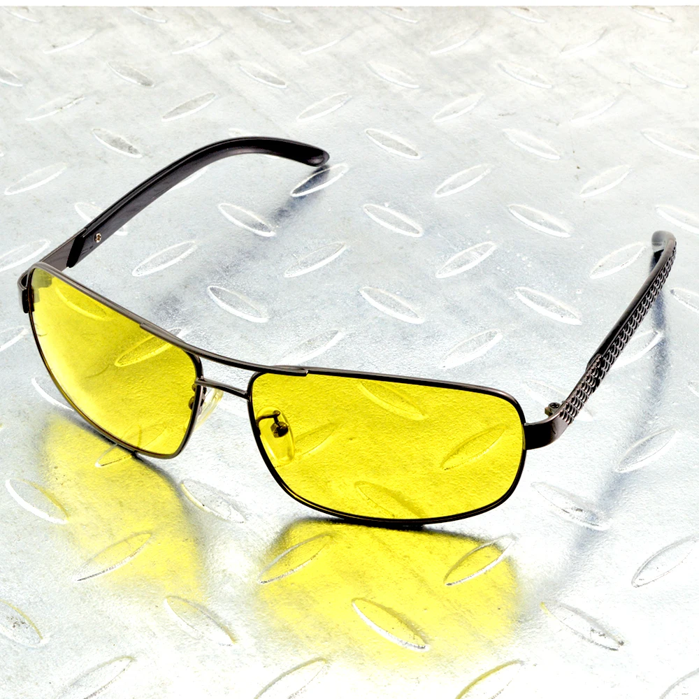 Night Vision Rectangle Al-mg Alloy Double Bridge Pilot Polarized Sunglasses UV400 Polaroid Shopping Driving Outdoor Designer