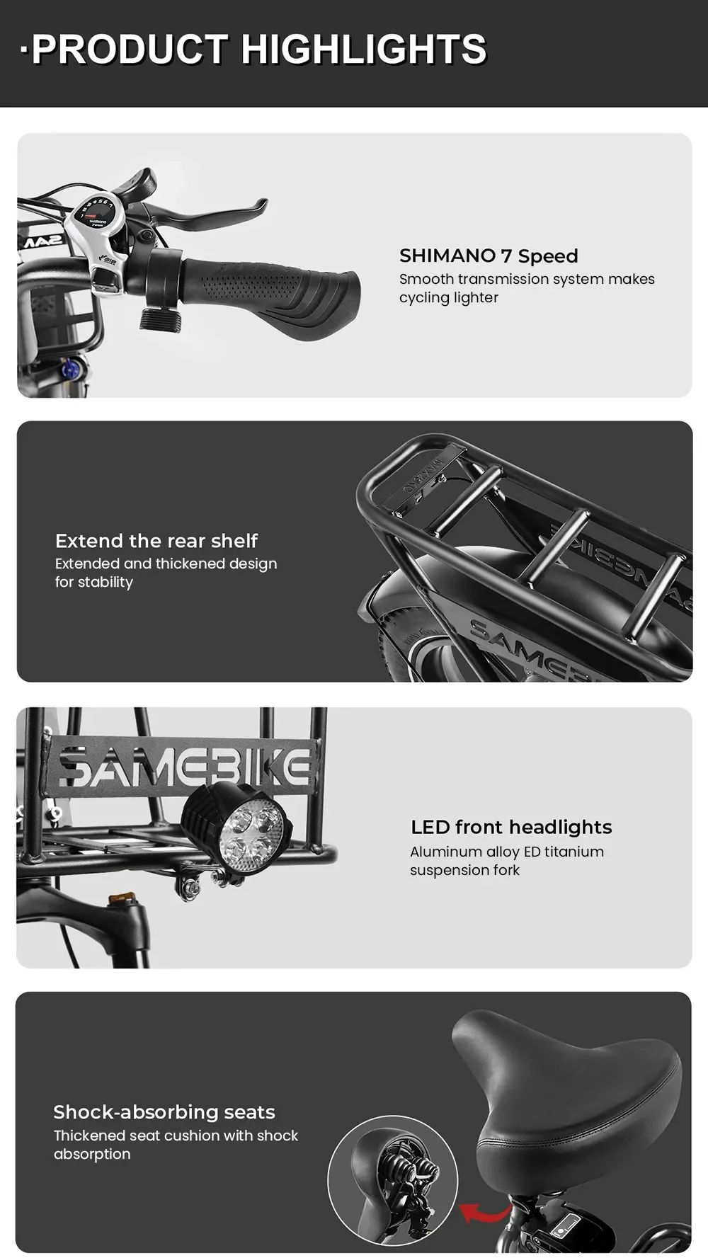LED-Frontlicht und Rücklicht für sicheres Fahren bei Nacht.