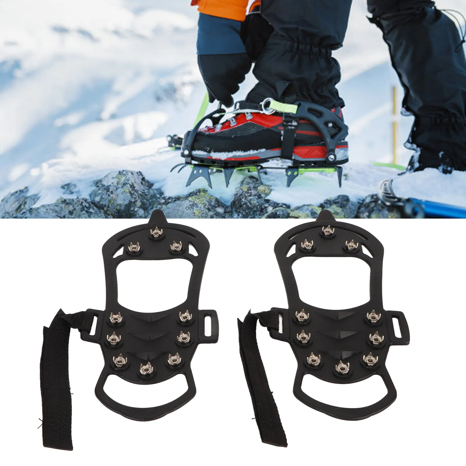 

1Pair 10-Tooth Anti-Skid Ice Gripper Spike Winter Climbing Anti-Slip Snow Spikes Grips Cleats Over Shoes Covers Crampon Dropship