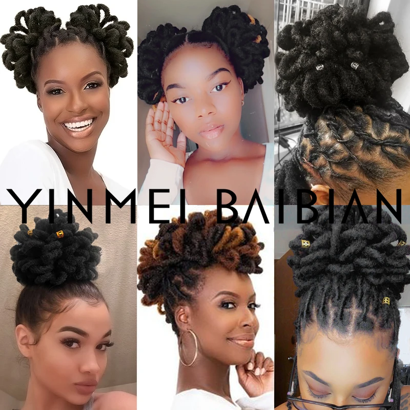 Synthetic Nu Locs Drawstring Ponytail Short Afro Curl Chignon Buns Hair Puff  Faux Locs Dreadlocks Ponytail For Black Women - AliExpress