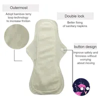 Reusable Menstrual Pads for Women, Heavy Flow, Bamboo Washable Sanitary Napkins, Printed Night Use, Breathable, 1Pc Size 13" 2