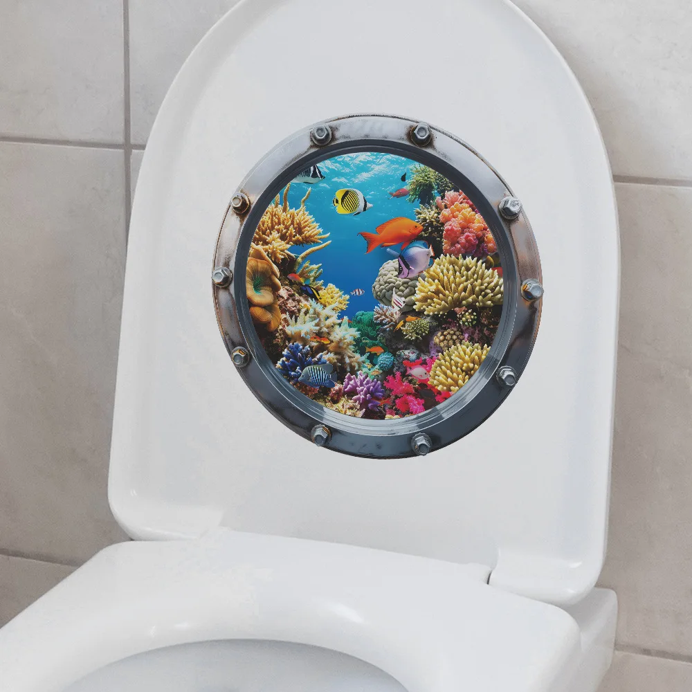 Underwater World Coral Fish Bathroom Toilet Post 1PCS Home Decoration PVC Material Restroom Decor Toilet Stickers toilet stickers