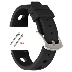Tropical Soft Silicone Watch Band - Universal Design - 22mm (Black)