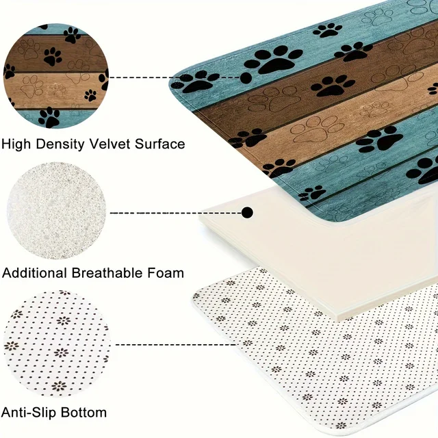 Dog Paw Prints Doormat Non-lip Dog Door Mat for Muddy Paws Entrance Door Rug Water Absorbent Quick Drying Dog Sleeping Blanket 5