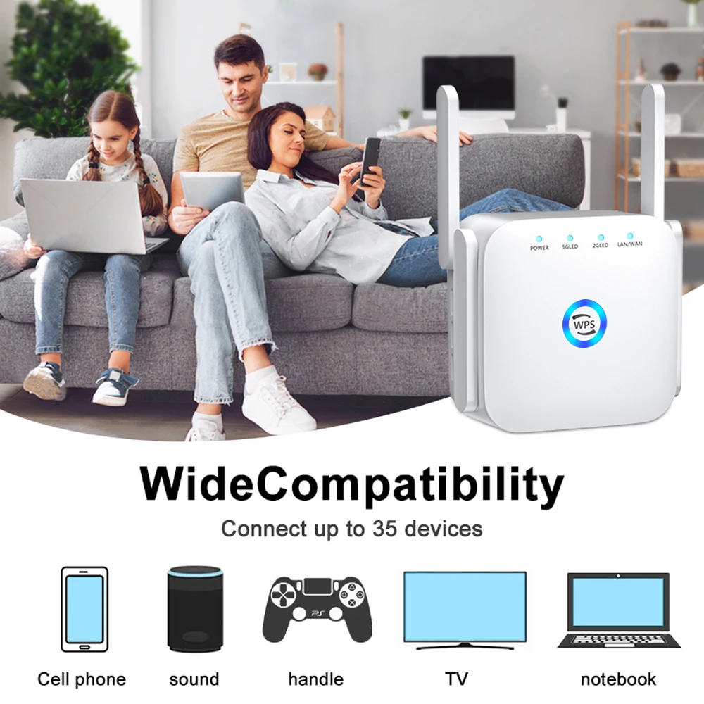 5G WiFi Repeater Wifi Amplifier Router Signal Wifi Range Extender 1200Mbps Wireless Repeater Booster Long Range Wi Fi Repeater