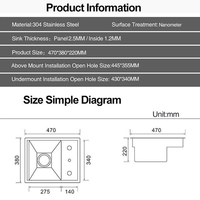 ASRAS Hidden Bar Island อ่างล้างจานนาโนเมตร SUS 304 ฝาครอบซ่อน Handmade ขนาดเล็กอ่างล้างจานพร้อมถ้วย Rinser 5