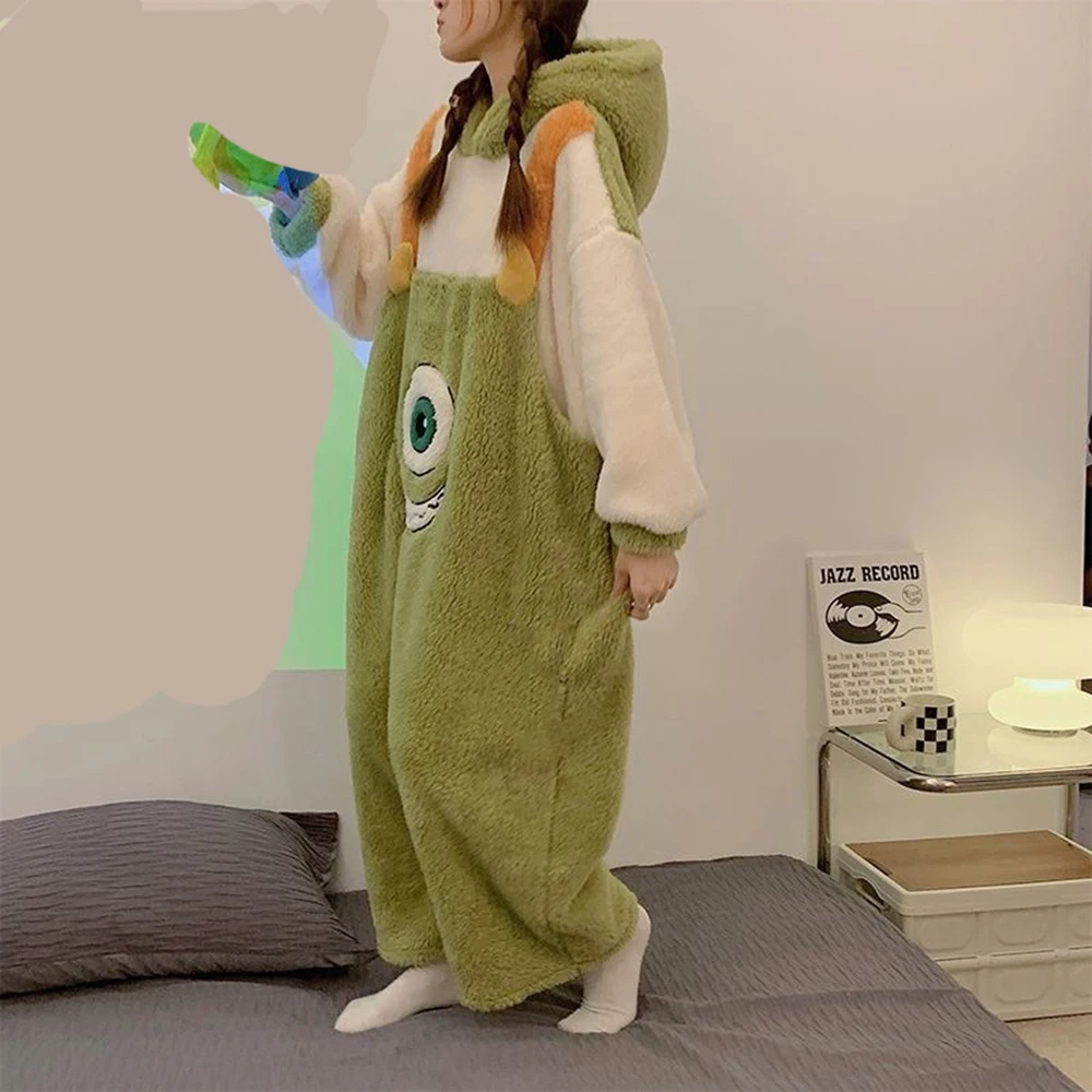 Fluffy Long Plush Kigurumi Animal Adults Onesies Cartoon One-Piece Pajamas Set Anime Cosplay Costume Plus Size Flannel Jumpsuits