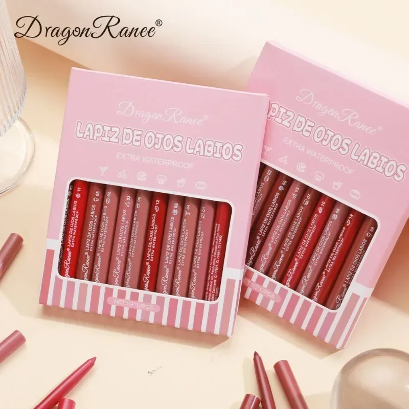 Lip Liner Waterproof Matte Lipliner Pencil Sexy Red Contour Lip Tint Lip Stick Lasting Moisturising Non-stick Cup Lips Makeup 12Colors