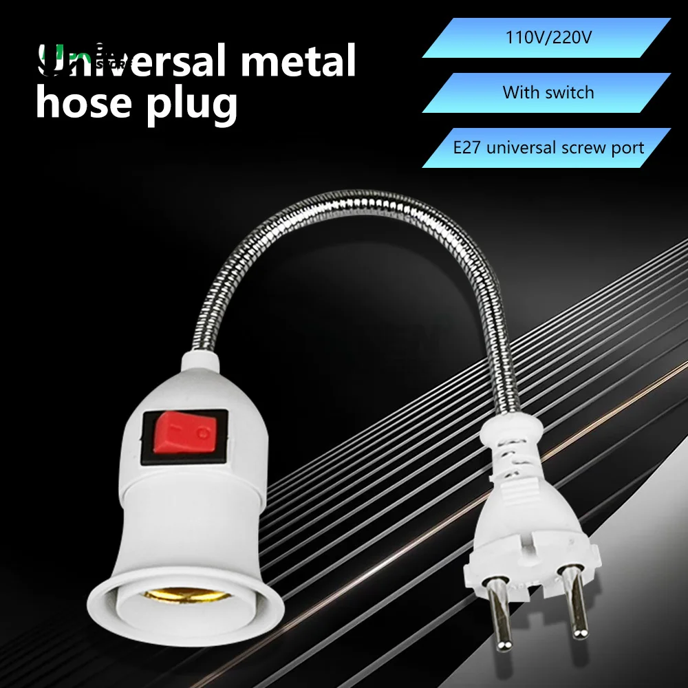 EU/US/UK Plug E27 Lamp Base lamp bulb holder lamp holder lamp base socket converter lamp socket adapter Wall Flexible Holder Light Socket Converter Bases On/Off Book light Adapter Plug Switch