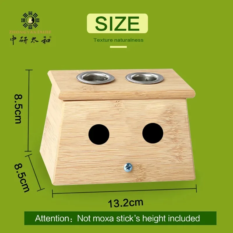Bamboo Moxa Roll Box Moxa Roll Stick Box Health Care Healing Therapy Sticker Moxibustion Holder Case 2 Holes
