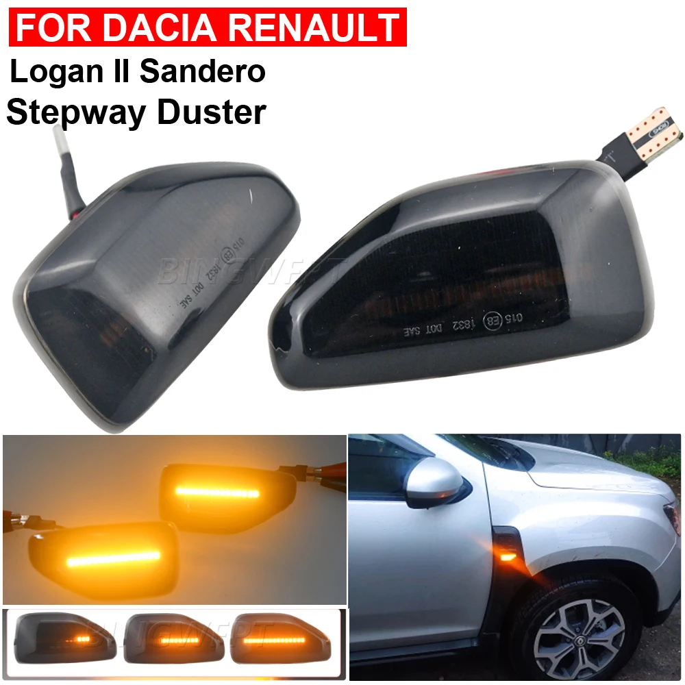 2Pcs Led Indicatore Di Direzione Laterale Dinamico Per Dacia Logan 2 Sandero 2 Duster Renault Stepway Sandero Indicatore Luminoso