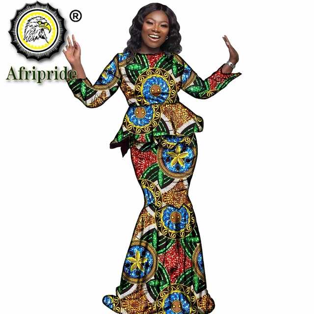 التقليدية الأفريقية الملابس للنساء Dashiki القمصان تنانير طويلة مجموعة  ملابس Vintage المحاصيل بلوزة المرأة وتتسابق S2026035