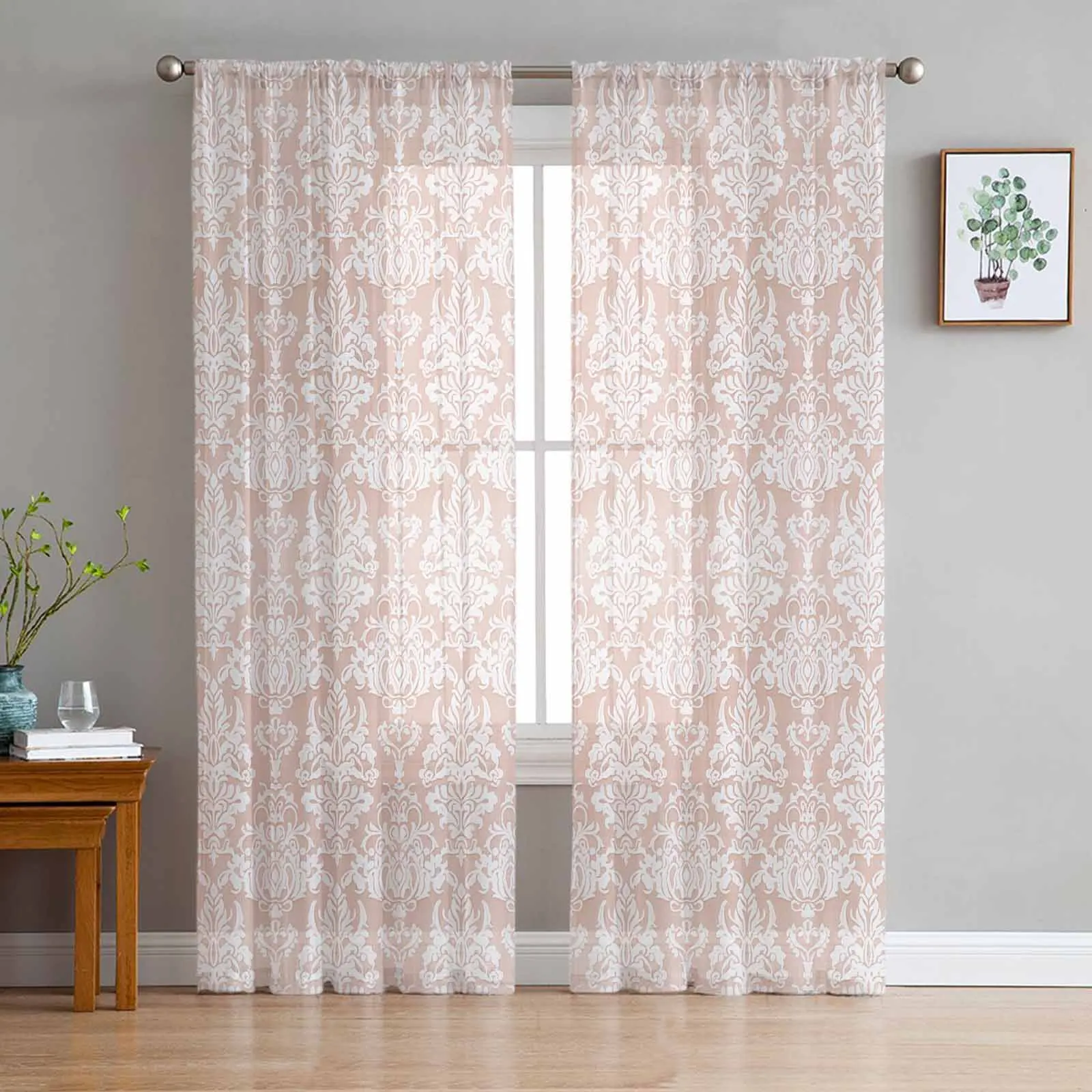 

Ethnic Style Retro Persian Pattern Floral Tulle Sheer Curtain Living Room Bedroom Drapes Kitchen Voile Organza Decor Curtains