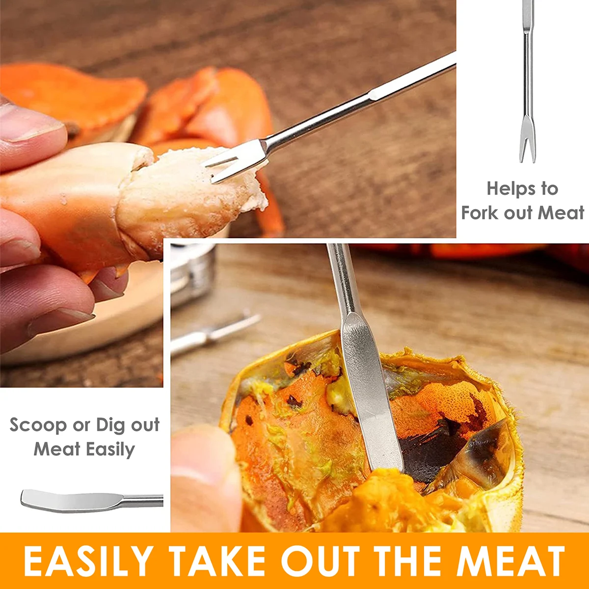 Seafood Opener Crab Sheller Crab Nut Sheller 10Pcs Seafood Tools Set Crab Leg Tools Set with 2 Crab Leg Crackers and 2 Stainless Steel Forks Lobster Opener