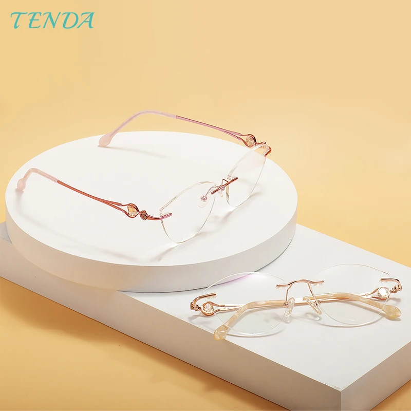 Kocie Oko Damska Modna Kolorowa Metalowa Okulary Bez Oprawek Ramka Do Krótkowzroczności Rx Z Odczytem Wieloogniskowych Soczewek