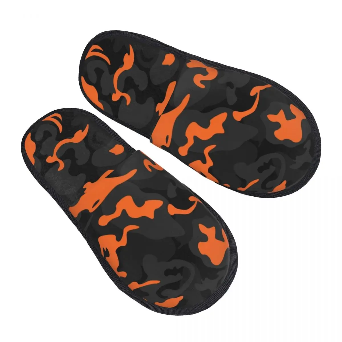 

Custom Print Women Camo Style Black Orange Camouflage House Slippers Soft Warm Memory Foam Fluffy Slipper Indoor Outdoor Shoes