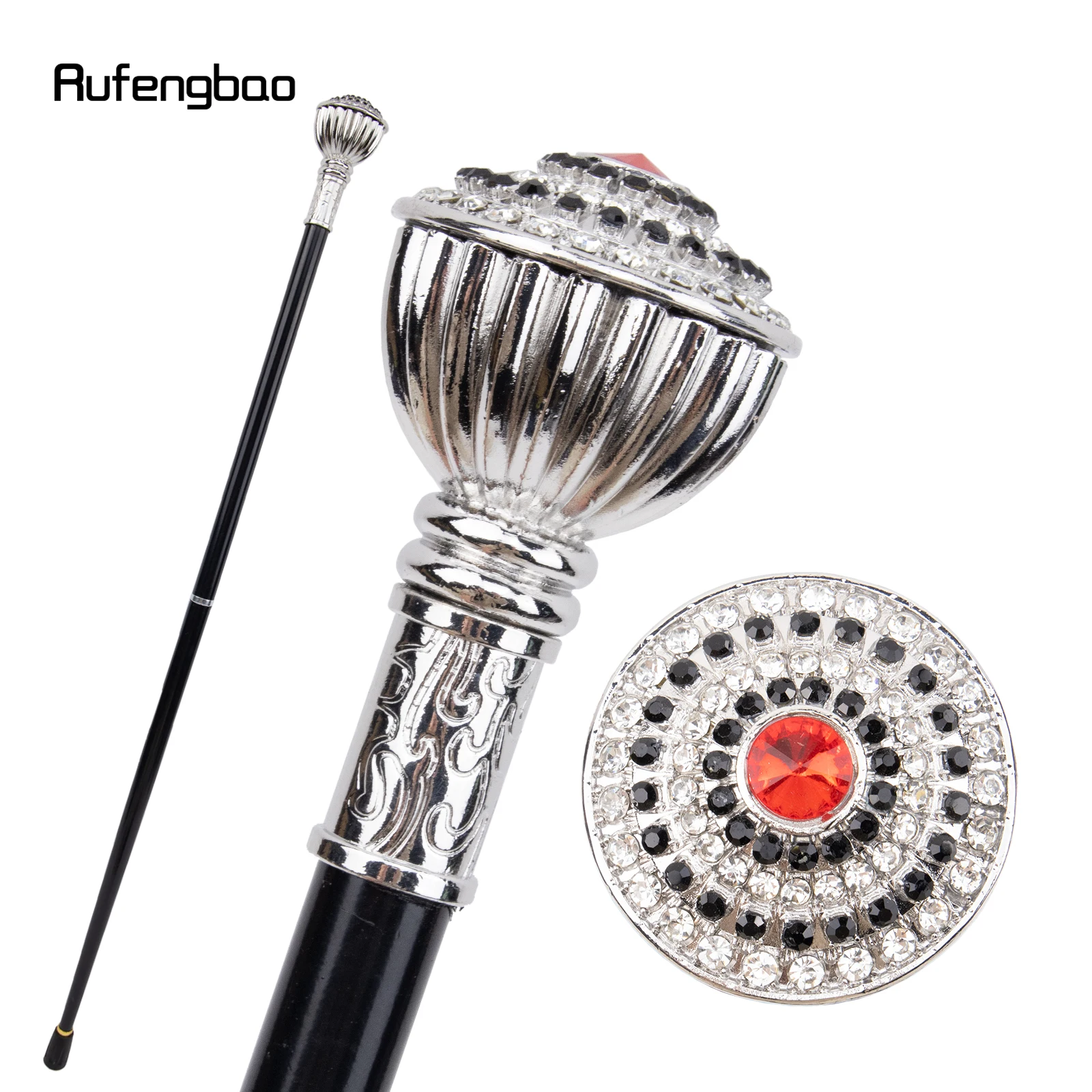 

Artificial Diamond Type White Walking Cane Fashion Decorative Walking Stick Gentleman Elegant Cosplay Cane Knob Crosier 90cm