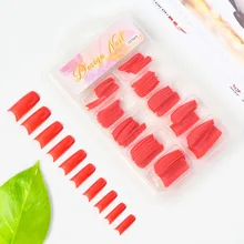 

100pcs/Bag French Fake Nails,Half-Cover Artificial Nails Tips Almond Manicure Red/Pink/Black False Nails
