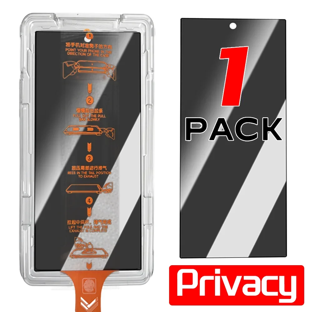 Easy Install Privacy Screen Protector with HD Clear Tempered Glass