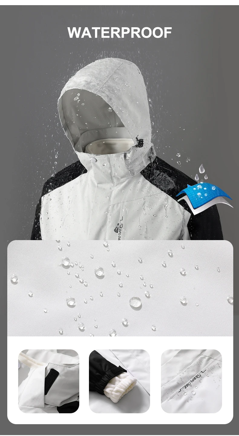 Description Picture 4 of itemCHRLCK Women's 3 In 1 Thick Hiking Jacket Fleece Waterproof Winter Windbreaker Outdoor Warm Camping Jacket Women Windproof Coat