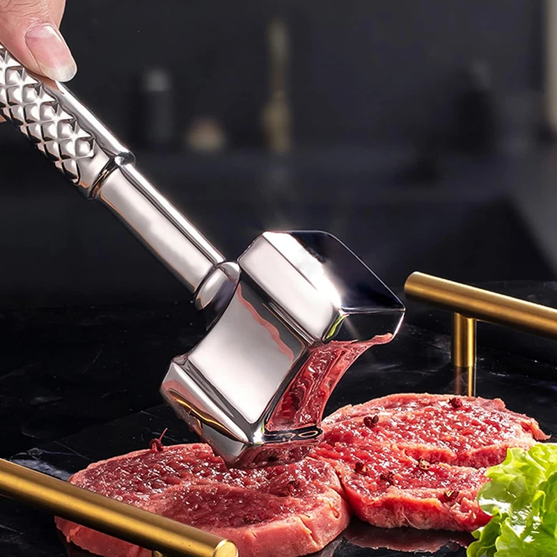 SUS 304 Meat Tenderizer, Dual Sided Meat Hammer Pounder Flattener for Beef Chicken Veal Cutlets-Kitchen Tool