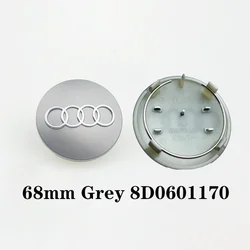 Premium Audi Wheel Center Caps Set - 4pcs Stylish Hub Covers (Various Sizes) (68mm Grey - 8D0601170)